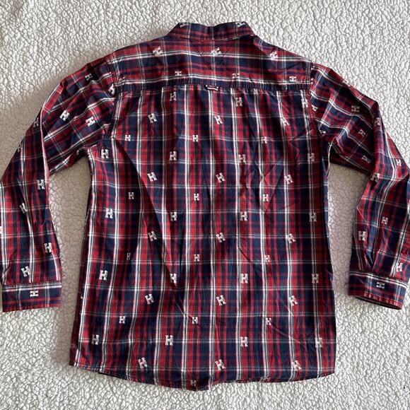 Tommy Hilfiger Plaid Women Button Down XL Red Blue Long Sleeve - Picture 8 of 9